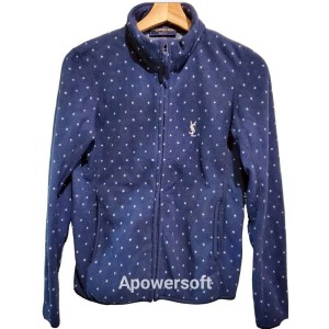 二手奢侈品YSL聖羅蘭藍色白點綿製上衣外套(9.9新, 肩40胸46長55)-編號S38