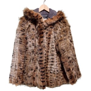 二手奢侈品香奈兒豹紋皮草外套(9.9新, 肩42胸53長74)-編號S42