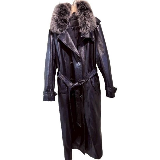 二手奢侈品香奈兒蛋白皮外套 (9.9新, 肩40胸50長122)-編號S46