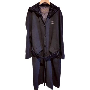 二手奢侈品LV路易威登黑色羊毛長外套 (9.9新, 肩40胸56長108)-編號S47