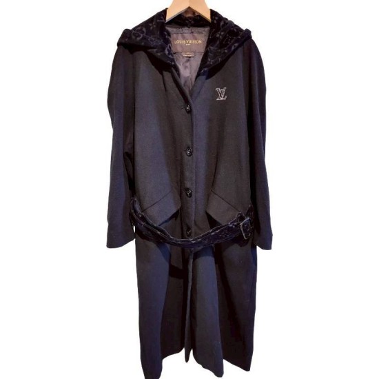 二手奢侈品LV路易威登黑色羊毛長外套 (9.9新, 肩40胸56長108)-編號S47