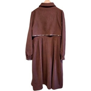 二手奢侈品愛瑪仕咖色棉麻連身裙 (9.9新, 肩36胸42長113)-編號S49