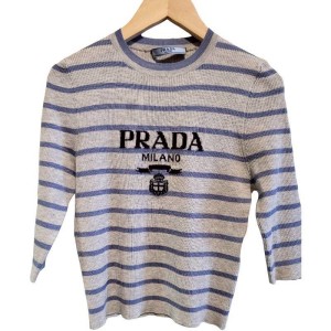 二手奢侈品普拉達Prada 25春夏新款針織中袖 (9.9新, 肩36胸42長46)-編號S51