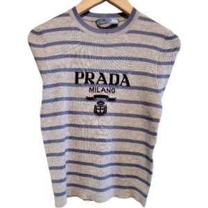 二手奢侈品普拉達Prada 25春夏新款針織中袖 (9.9新, 肩36胸42長46)-編號S51