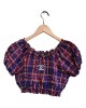 二手奢侈品香奈兒CHANEL 格子短版短袖上衣  (9.9新, 肩36胸40長25)-編號S52
