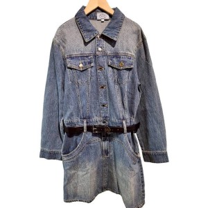 二手奢侈品普拉達Prada牛仔連身裙（或可當作加長版外套穿著） (9.9新, 肩44胸48長92)-編號S60