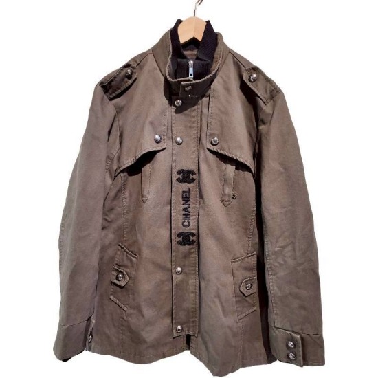 二手奢侈品香奈兒CHANEL卡其色軍裝夾克 (9.9新, 肩48胸56長82)-編號S65