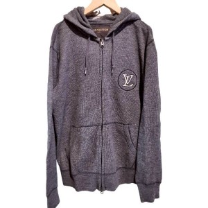 二手奢侈品LV路易威登灰色拉鍊連帽外套 (9.9新, 肩48胸54長64)-編號S66