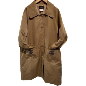 二手奢侈品香奈兒Chanel卡其色風衣裳外套 (9.9新, 肩50胸58長95)-編號S67