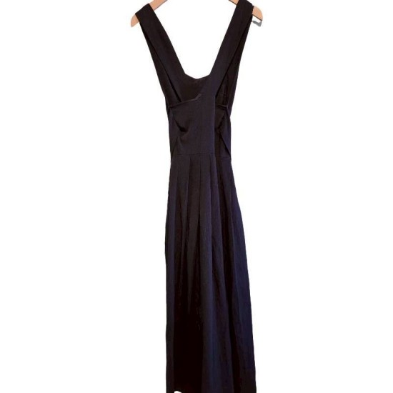 二手奢侈品香奈兒CHANEL裝胸前和腰帶處可見標誌性的雙C標誌洋裝 (9.9新, 肩36胸30長128)-編號S71