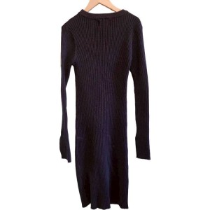 二手奢侈品香奈兒CHANEL黑色羅紋針織連身裙 (9.9新, 肩38胸40長102)-編號S72