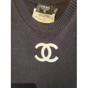 二手奢侈品香奈兒Chanel黑色羅紋針織連身裙 (9.9新, 肩30胸32長200)-編號S73