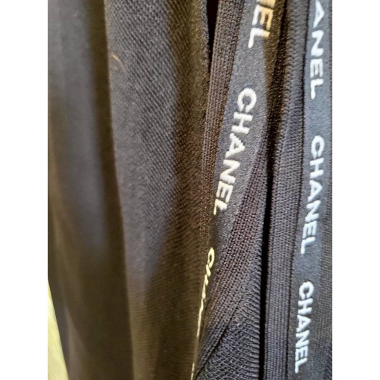 二手奢侈品香奈兒Chanel黑色羅紋針織連身裙 (9.9新, 肩30胸32長200)-編號S73