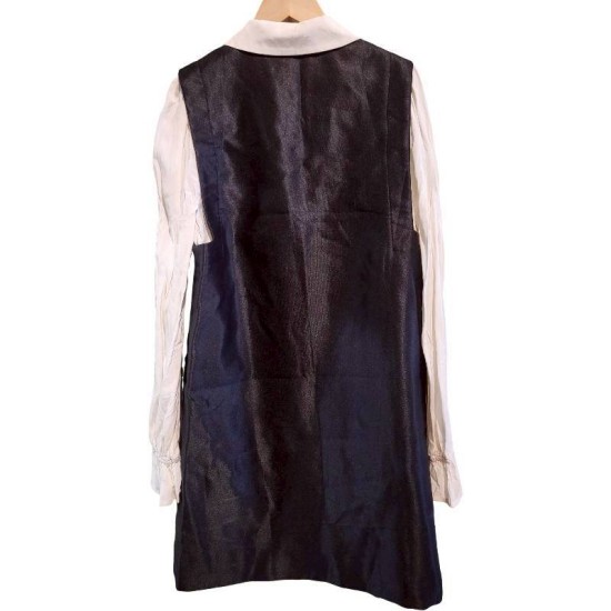 二手奢侈品Prada普拉達黑白配色無袖連身裙搭配長袖 (9.9新, 肩34胸42長85)-編號S75