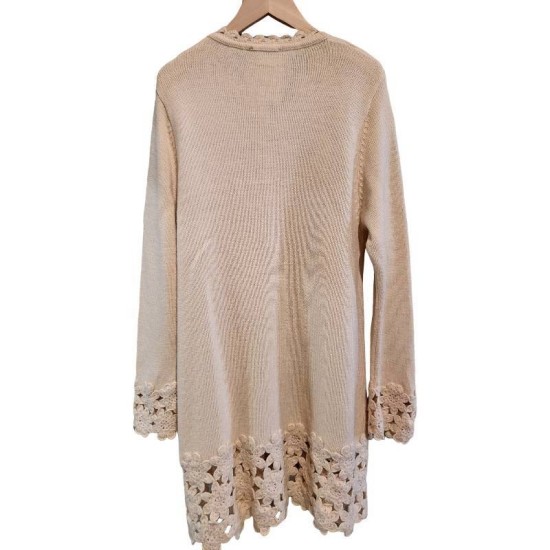 二手奢侈品香奈兒Chanel米色針織開襟衫 (9.9新, 肩42胸48長82)-編號S77