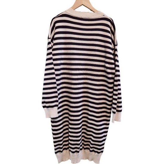 二手奢侈品香奈兒Chanel白條紋針織洋裝 (9.9新, 肩57胸54長97)-編號S78