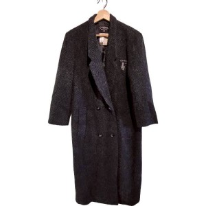 二手奢侈品香奈兒Chanel的深灰色人字紋羊毛大衣 (9.9新, 肩40胸50長122)-編號S85