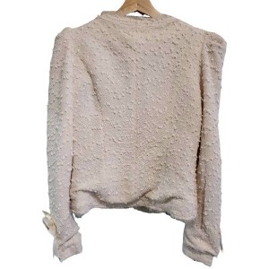 二手奢侈品香奈兒Chanel淡粉色粗花呢短版夾克 (9.9新, 肩36胸40長52)-編號S87