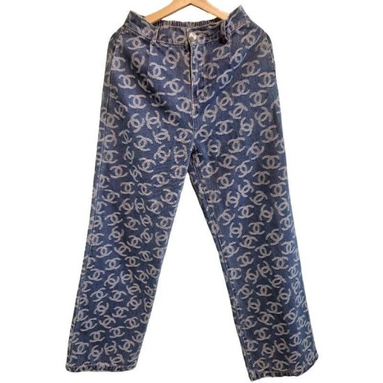 二手奢侈品香奈兒Chanel牛仔長褲 (9.9新, 腰36有彈性臀50長106)-編號S99