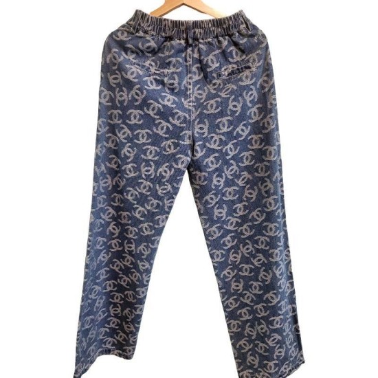 二手奢侈品香奈兒Chanel牛仔長褲 (9.9新, 腰36有彈性臀50長106)-編號S99