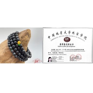【肌容雪】天然緬甸A貨墨翡翠圓珠串項鍊 編號02 (長度300mm 珠體寬度5.7mm*5.7mm)