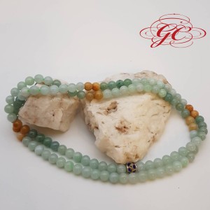 【肌容雪】緬甸天然A貨冰綠黃白三色珠串 編號103