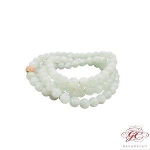 【肌容雪】緬甸天然A貨翡翠冰芙蓉綠翡翠三圈珠串編號442
