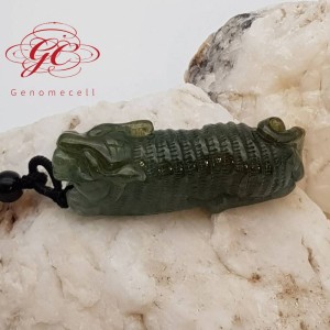 【肌容雪】天然緬甸A貨藍水灑金翡翠老虎造型吊飾 編號467