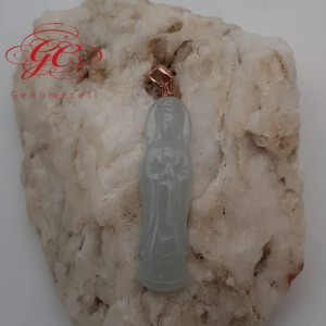 【肌容雪】天然緬甸A貨春彩翡翠觀音翡翠吊墜 編號468