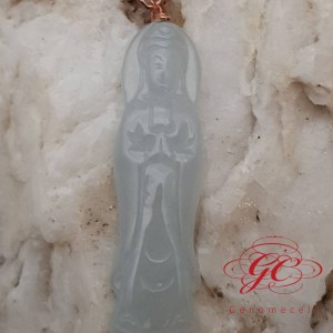 【肌容雪】天然緬甸A貨春彩翡翠觀音翡翠吊墜 編號468