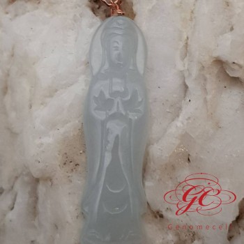 【肌容雪】天然緬甸A貨春彩翡翠觀音翡翠吊墜 編號468