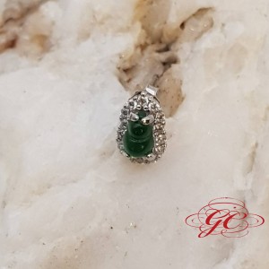 【肌容雪】天然緬甸A貨冰蠟綠翡翠葫蘆造型耳丁 編號485