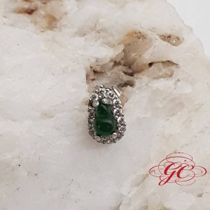 【肌容雪】天然緬甸A貨冰蠟綠翡翠葫蘆造型耳丁 編號485