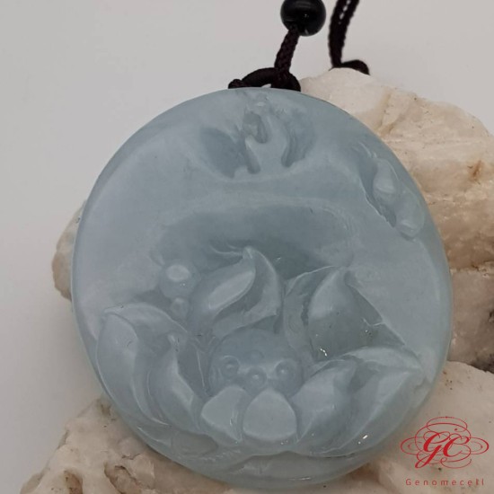 【肌容雪】天然緬甸A貨白翡翠荷花雕吊墜 編號490 【肌容雪】天然緬甸A貨白翡翠荷花雕吊墜 編號490