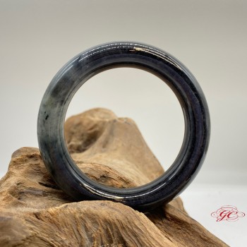 【肌容雪】天然緬甸A貨冰烏雞翡翠圓條手鐲 編號722 (鐲寬53.7mm #17號)