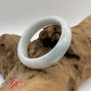 【肌容雪】天然緬甸白裡藍特色翡翠手鐲A貨 編號130 (鐲寬54.8mm  #17.5號)
