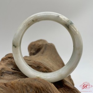 【肌容雪】天然緬甸A貨白底飄花翡翠特色手鐲 編號146 (鐲寬 58.4mm #19號)