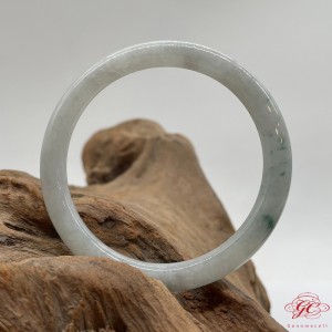 【肌容雪】天然緬甸A貨冰飄花翡翠圓條手鐲 編號160 (鐲寬56.6mm #18號)