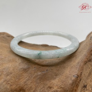 【肌容雪】天然緬甸A貨冰飄花翡翠圓條手鐲 編號160 (鐲寬56.6mm #18號)