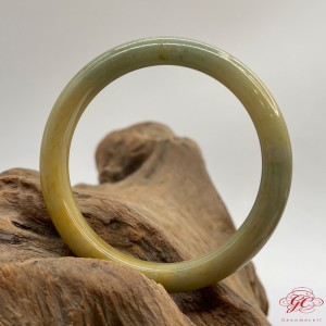 【肌容雪】天然緬甸A貨黃翡飄花翡翠特色美鐲 編號162 (鐲寬56mm #18.5號)
