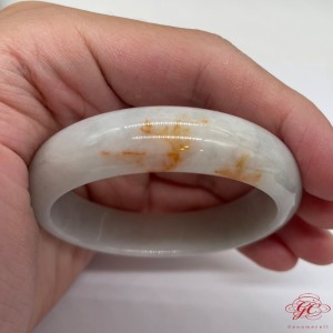 【肌容雪】天然緬甸A貨桂花糕特色翡翠手鐲 編號176 (鐲寬54.4mm #18.5號)