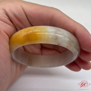 【肌容雪】天然緬甸A貨雞油黃特色美鐲 編號178 (鐲寬53.4mm #17號)