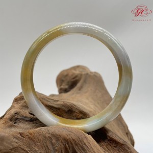 【肌容雪】天然緬甸A貨黃翡翠特色寬版手鐲 編號189 (鐲寬62.1mm #20號)
