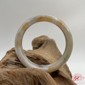 【肌容雪】天然緬甸A貨粉底撒金翡翠特色手鐲 編號194 (鐲寬56.1mm #18號)