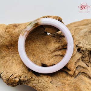 【肌容雪】天然緬甸A貨粉春撒金翡翠特色手鐲 編號206 (鐲寬54.5mm #17.5號)