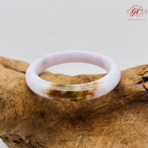 【肌容雪】天然緬甸A貨粉春撒金翡翠特色手鐲 編號206 (鐲寬54.5mm #17.5號)