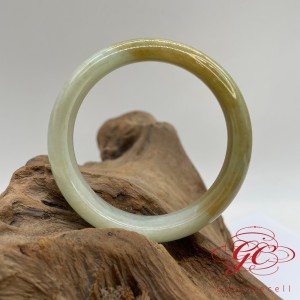 【肌容雪】天然緬甸A貨黃翡半山辦水翡翠手鐲 編號220(鐲寬 58.5mm #19號)
