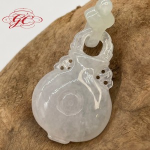【肌容雪】天然緬甸A貨白冰翡翠酒壺吊墜 編號222