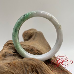 【肌容雪】天然緬甸A貨飄花翡翠手鐲 編號223  (鐲寬 57.4mm #18.5號)