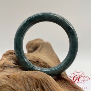 【肌容雪】天然緬甸A貨藍水翡翠圓條手鐲 編號229 (55.0mm #17.5號)